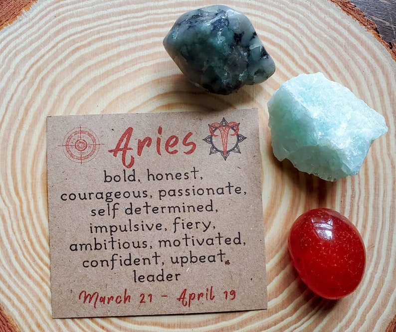 Aries Gemstone Set Aries Crystal Set Zodiac Gift for Aries Etsy