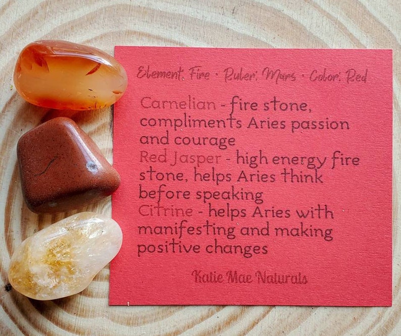 Aries Gemstone Set Aries Birthstones Ethical Gemstones Zodiac Gift for Aries Aries Crystal Set
