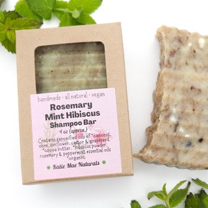 Rosemary Mint Hibiscus Shampoo Bar | Natural Hair Care | Eco Friendly | Zero Waste | Vegan Soap | Palm Free Soap
