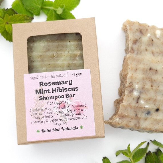Rosemary Mint Hibiscus Shampoo Bar: Natural Vegan Hair Care