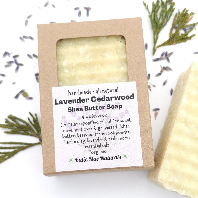 Lavender Cedarwood Shave Soap Shea Butter Soap For Shaving Eco Friendly Zero Waste Soap image 3