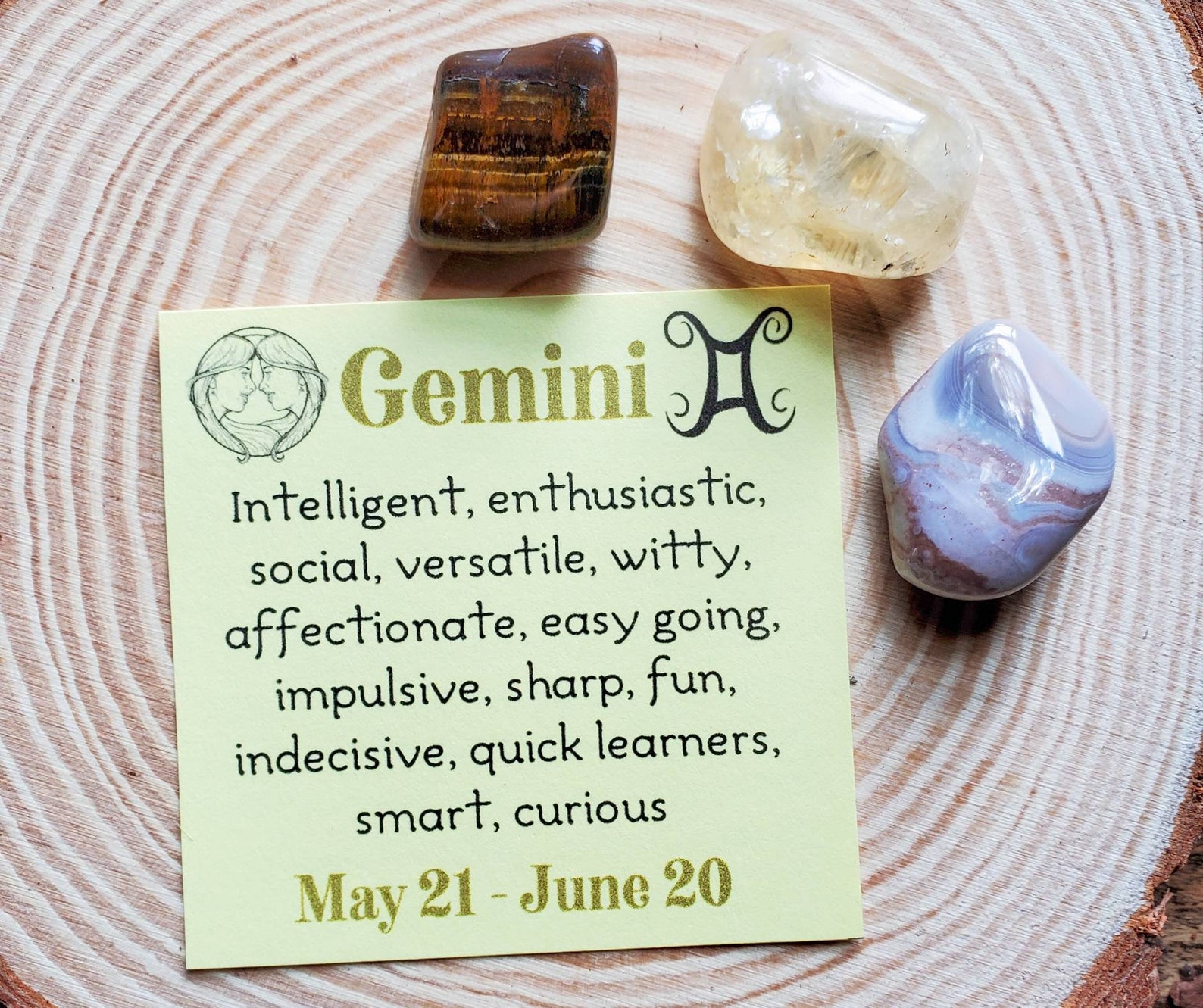 Gemini Gemstone Set Gemini Crystal Set Zodiac Gift for Etsy