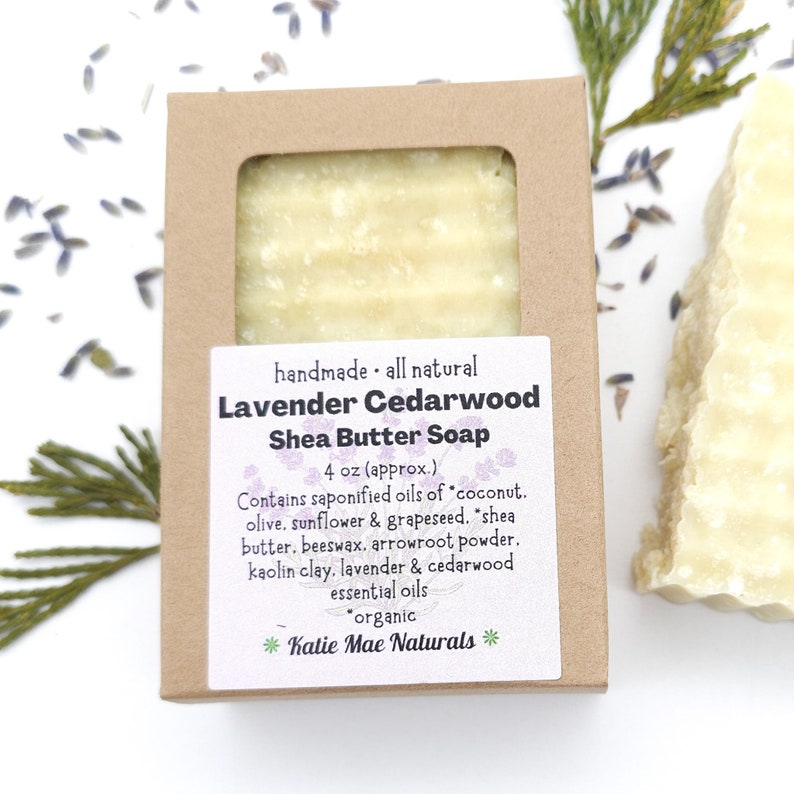 Lavender Cedarwood Shave Soap Shea Butter Soap For Shaving Eco Friendly Zero Waste Soap image 7