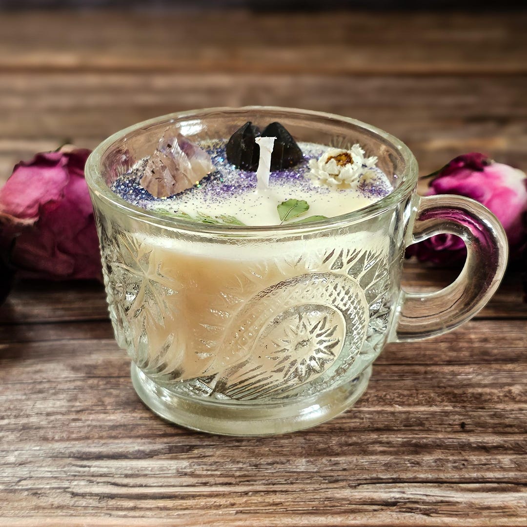 Vintage Tea Cup Candle Vintage Cut Glass Punch Cup Hand Poured Soy ...