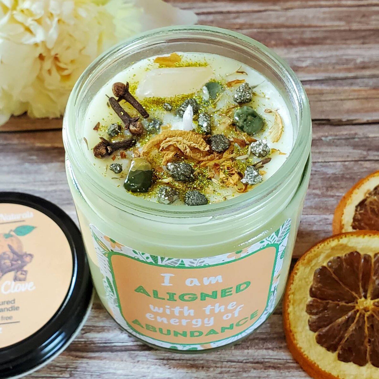 Abundance Candle Intention Candles Crystal and Herb Etsy