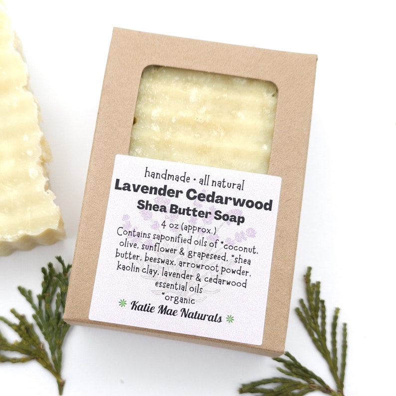 Lavender Cedarwood Shave Soap Shea Butter Soap For Shaving Eco Friendly Zero Waste Soap image 2