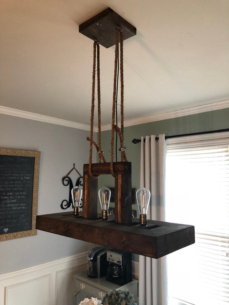 Rustic Farmhouse Wood Chandelier Image 0