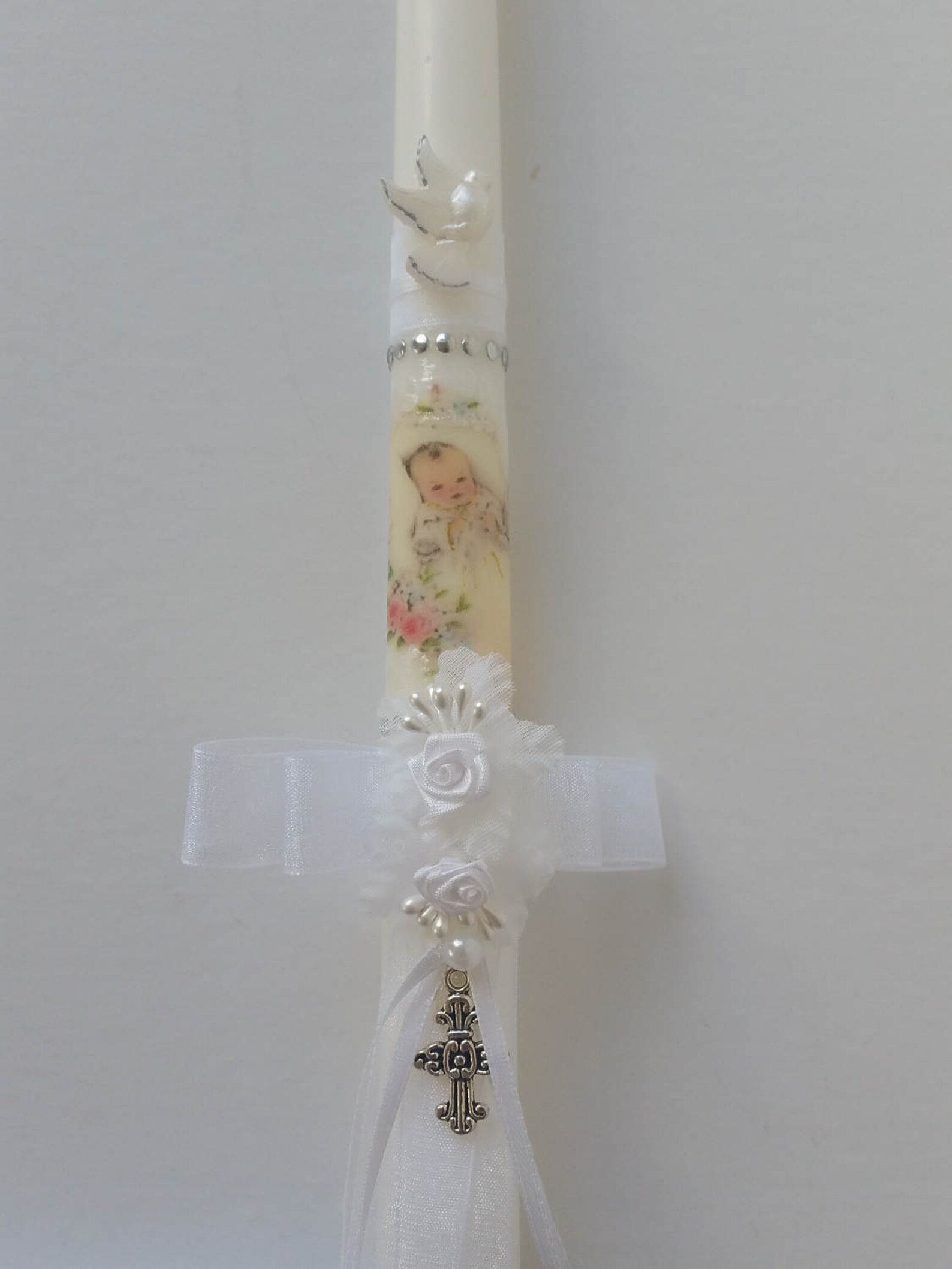 Bougie De Baptême Garçon 15,2 Cm - Emballage Cadeau Inclus - Cérémonie Religieuse