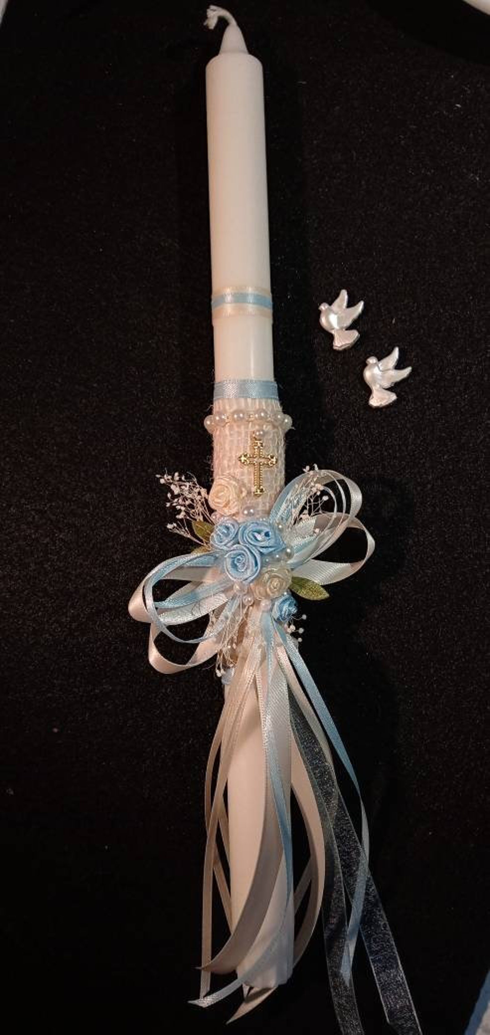 Baptism candle 14 tall. Handmade. Christening candle Etsy