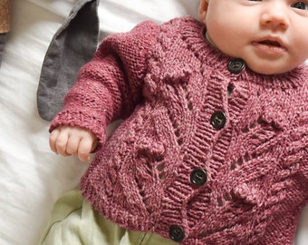 Sofie's Baby Cardigan Knitting Pattern PDF - Cable and Pointelle Sweater Knitting Pattern for Babies, Baby and Toddler Cardigan Knit Pattern