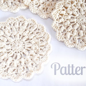 Althea Crochet Coaster Pattern Beige Coaster Crochet Placemat Beginner Crochet Pattern White Lace PDF Small Doily Kitchen Rustic image 2