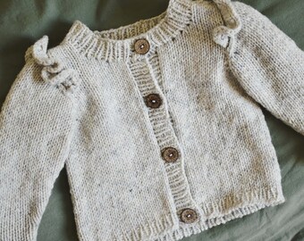 Ruffle Baby Cardigan Knitting Pattern PDF - Basic Cardigan Knitting Pattern for Babies & Toddlers