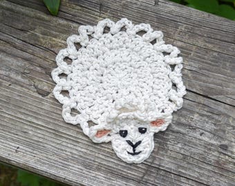 Sheep Coaster Crochet Pattern - Beginner Pattern - Crocheting Pattern - Cute Coasters - How-To - Photo Instructions - Fun Coasters