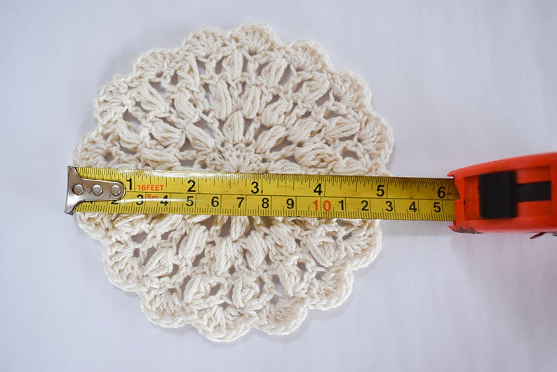 Althea Crochet Coaster Pattern Beige Coaster Crochet Placemat Beginner Crochet Pattern White Lace PDF Small Doily Kitchen Rustic image 3
