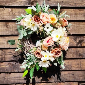 Front door wreath, new home wreath, new home gift, summer home decor,  floral wreath