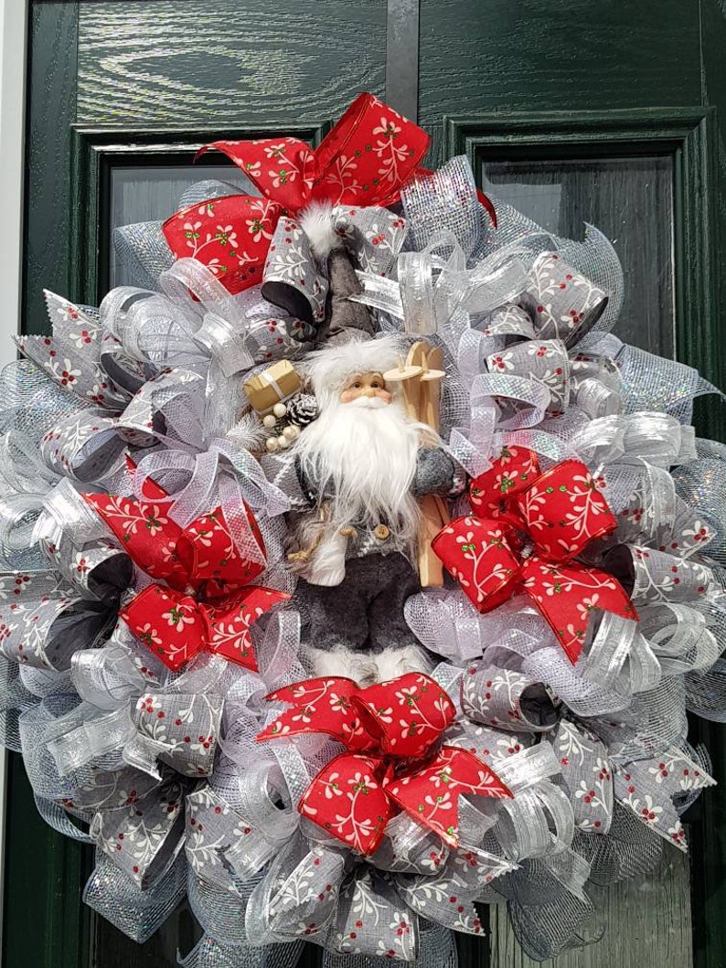 Santa Wreath Large Wreath Christmas Decor Christmas Etsy