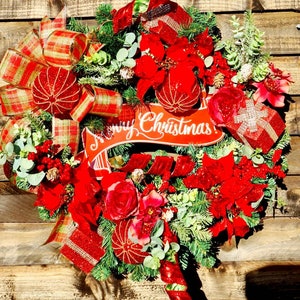 Traditional wreath,floral wreath,front door wreath,Christmas wreath,artificial wreath,unique,  wreath,Xmas wreath, wreath,decor,xmas, red