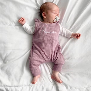 Dusky Pink Ribbed Romper Made to Order New Baby Outfit Personalised Coming Home Outfit Personalised Baby Clothes image 1