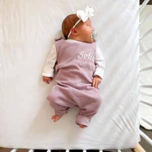 Dusky Pink Ribbed Romper Made to Order New Baby Outfit Personalised Coming Home Outfit Personalised Baby Clothes image 5