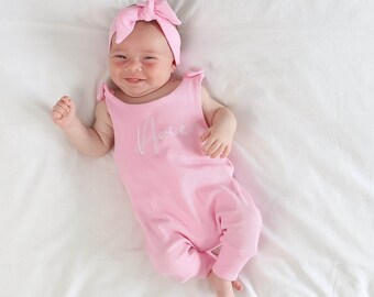 Baby Pink Ribbed Romper (Made to Order)