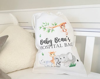 Safari Baby Personalised Hospital Bag Sack - Baby Bag - Personalised Hospital Bag - Safari Hospital Bag - Safari Baby