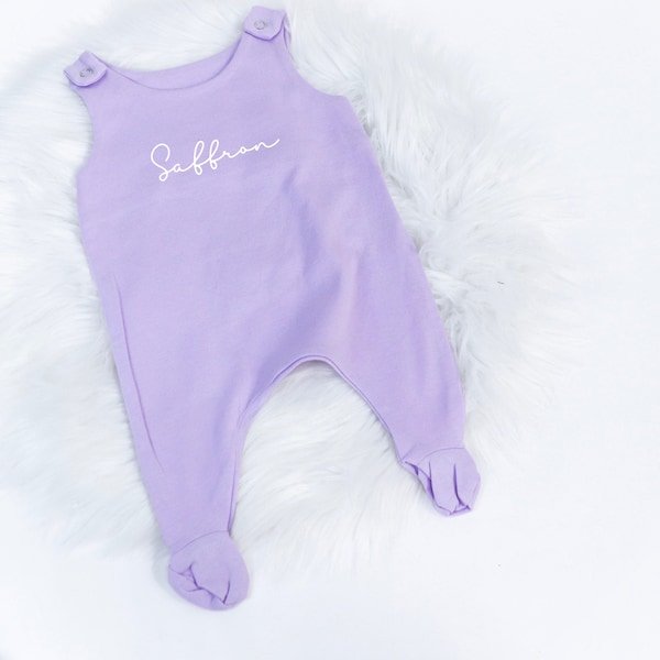 Lilac Lounge Footie Romper (Made to Order) - New Baby Outfit - Personalised Coming Home Outfit - Personalised Baby Clothes
