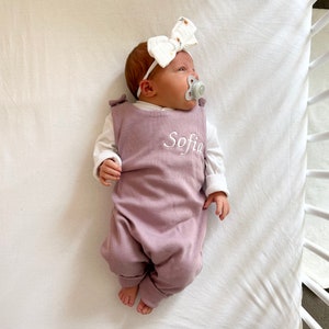 Dusky Pink Ribbed Romper Made to Order New Baby Outfit Personalised Coming Home Outfit Personalised Baby Clothes image 6