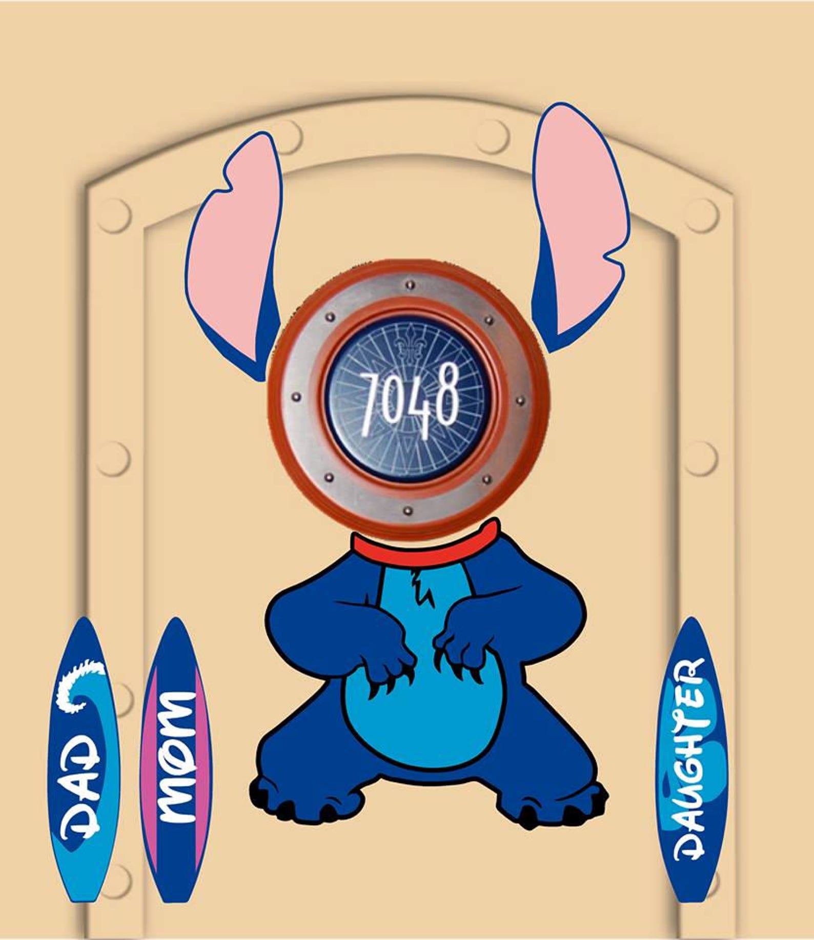 Disney Cruise Stitch Door Magnets Stitch With Customized Surf | Etsy