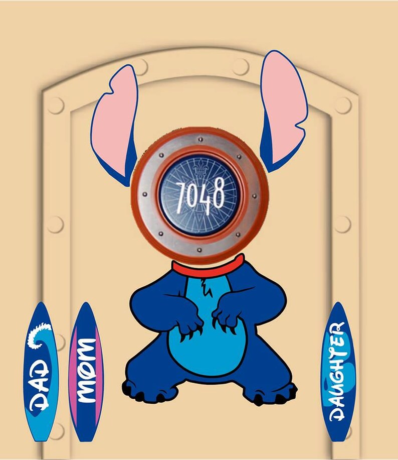 Disney Cruise Stitch Door Magnets Stitch with Customized surf | Etsy