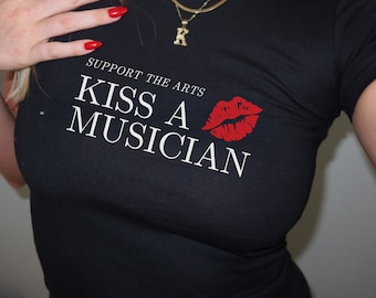Support the Arts Kiss a Musician Baby Tee in BLACK