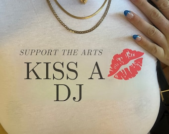 Support the Arts Kiss a DJ Baby Style Tee, Y2k Crop Top