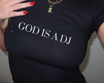 God is a DJ Baby Tee, Aesthetic Crop Top, Y2k