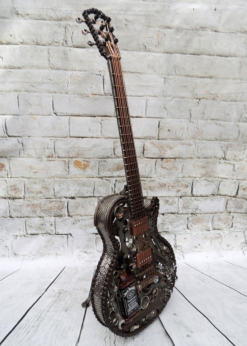 Metal Art Guitar Sculpture, Full Size Les Paul Jack Daniel's Rack. sold