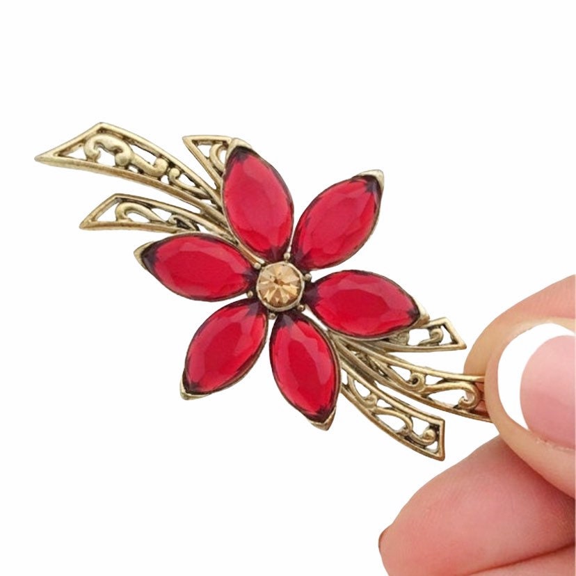 Vintage Rhinestone Daisy Flower Brooch Pin