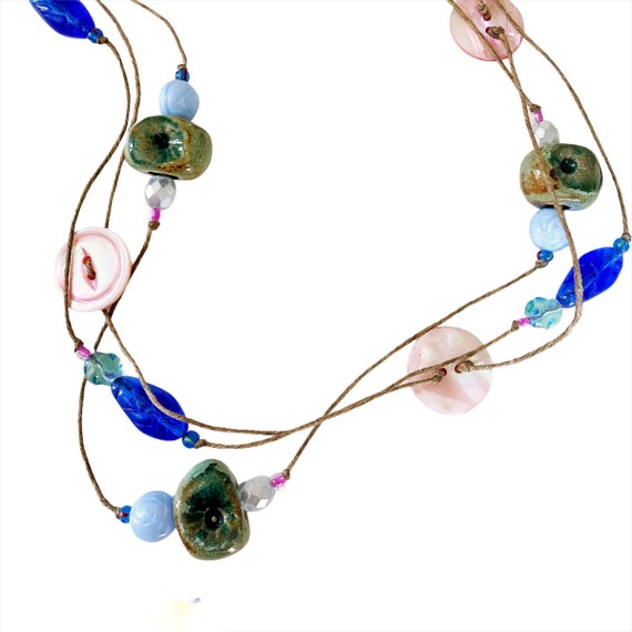 Vintage Jewelry Designer Teresa Goodall Long Necklace Made From