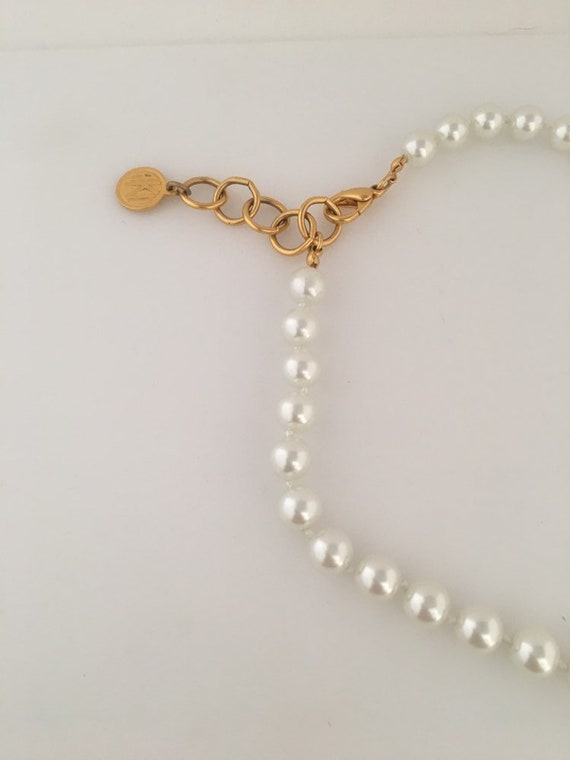 Anne Klein Vintage Pearl Choker with Gold Medallion Pendant