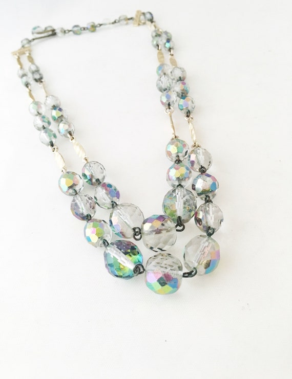 Aurora Borealis two tier crystal necklace from We… - image 1