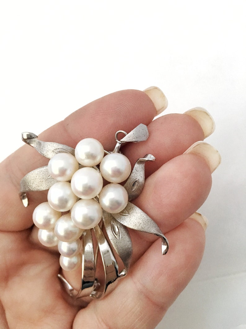 Gorgeous Vintage Sterling Pearl Brooch Pendant in the Style - Etsy