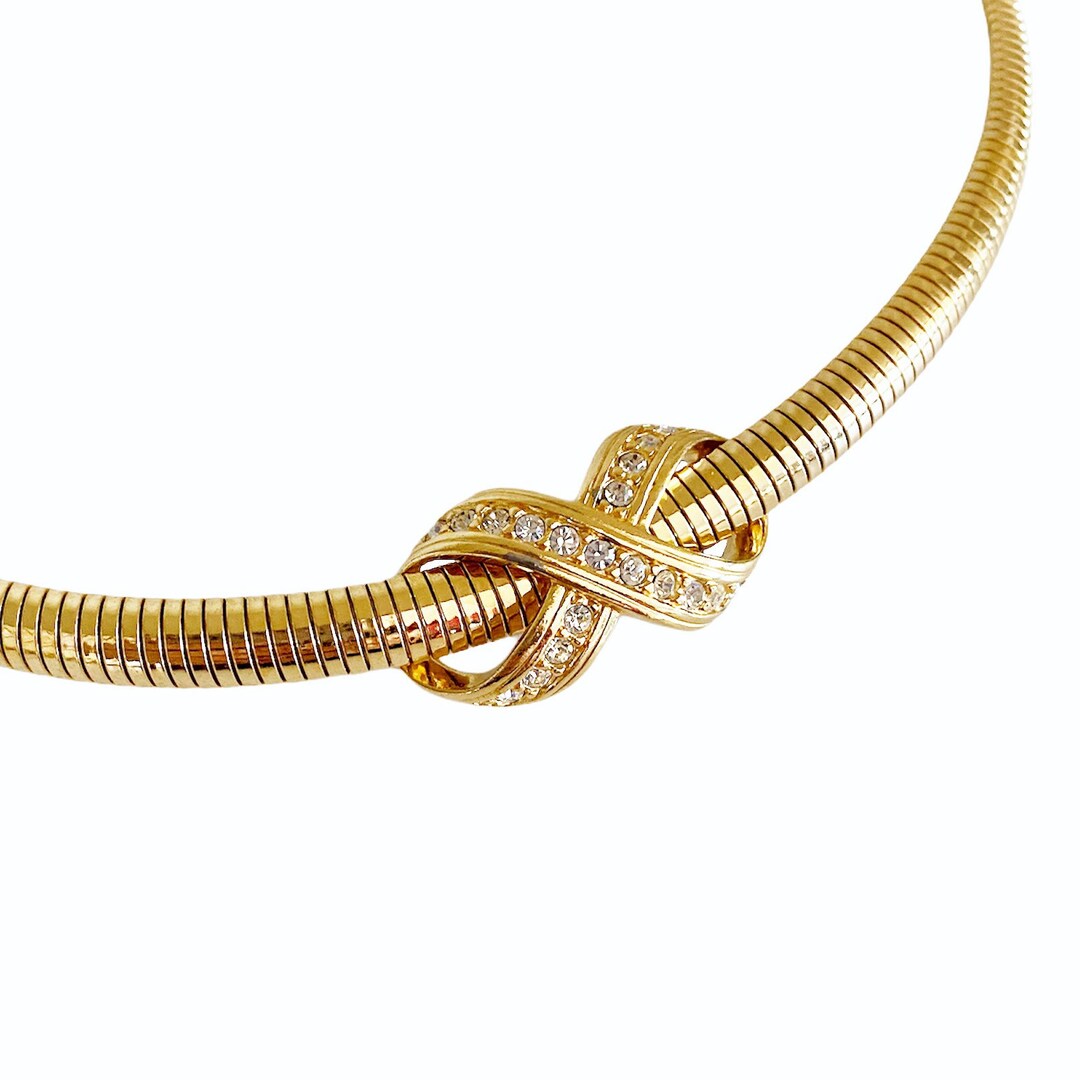Vintage Gold Snake Chain Choker With Infinity Rhinestone Removable