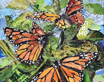 ACEO Monarch Butterfly Collage Giclee Print Collectible Miniature Art Card