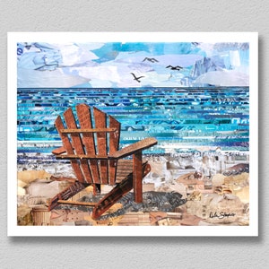 Adirondack Chair on Beach by the Water Giclee Art Print