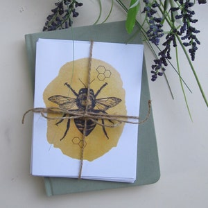 Watercolor Bee Note Cards- Set of 4 with Envelopes