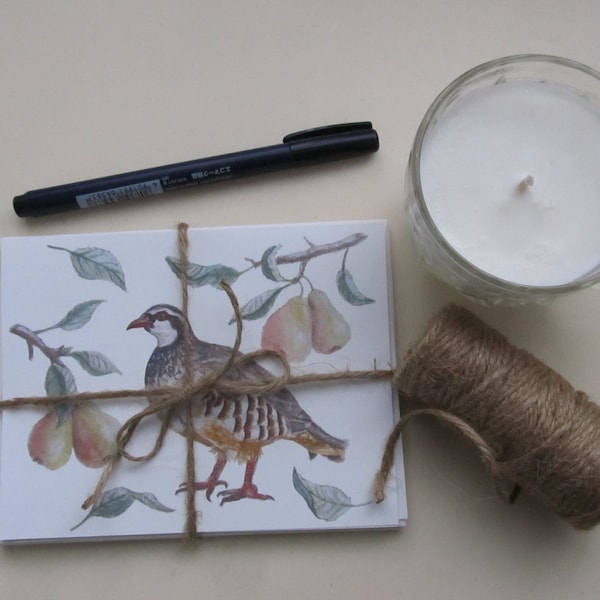 Partridge Note Cards- Set of 4 with Envelopes