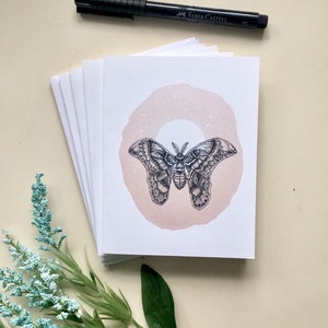 Aquarell Motte Note Karten - Set von 4 mit Umschlägen