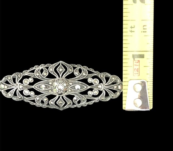 Art Deco Style 935 Sterling Silver Marcasite Broo… - image 3