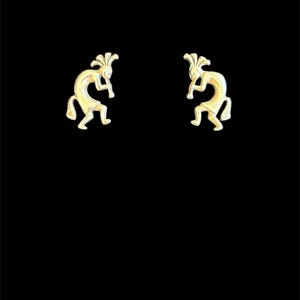VTG Signed Sterling Silver Kokopelli Stud Earrings Southwest Tribal Style 925