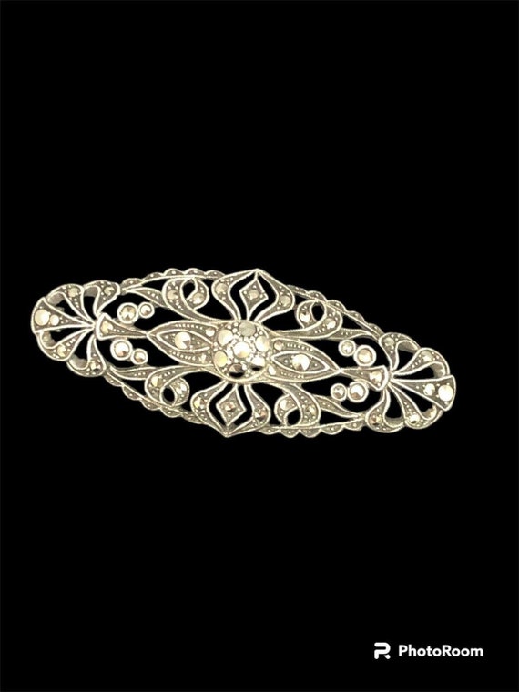 Art Deco Style 935 Sterling Silver Marcasite Broo… - image 1