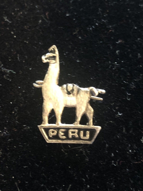 Miniature Sterling Llama Peru Lapel Pin 925