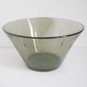 Midcentury smoked glass bowl funnel glass bowl