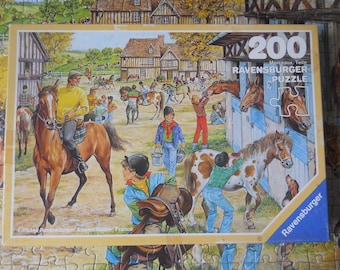 Ravensburger vintage kinderpuzzel &quot;Op de paardenboerderij&quot; 200 stukjes, ontwerp Pierre Couronne